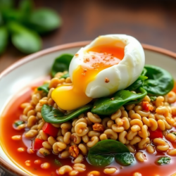 Savory Cereal Bowl with Spinach and Egg
