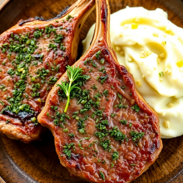 Herb-Crusted Lamb Chops with Garlic Mashed Potatoes