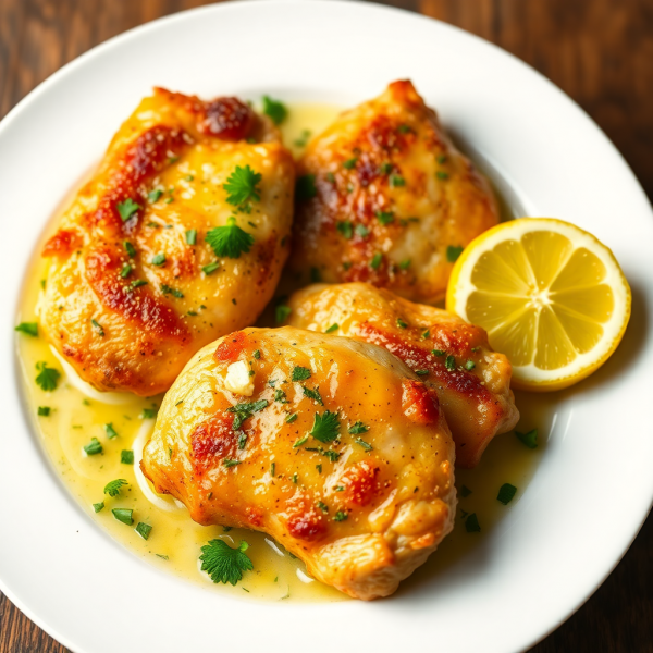 Herbed Chicken Aiguillettes with Lemon Butter Sauce