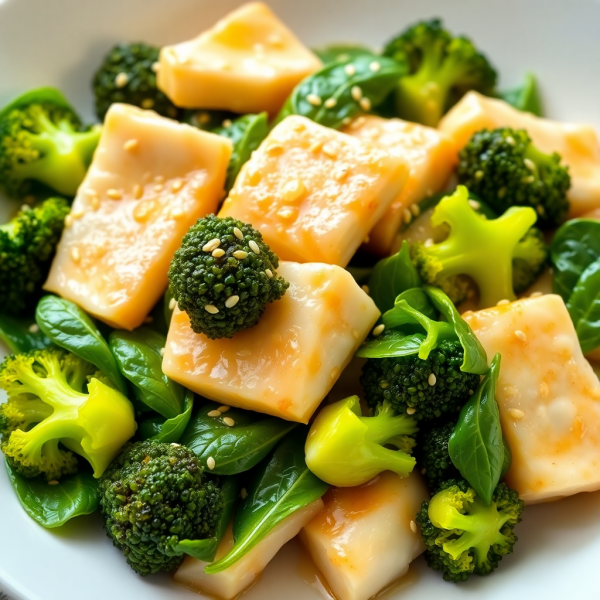 Ginger Fish & Egg Stir-Fry with Broccoli and Spinach