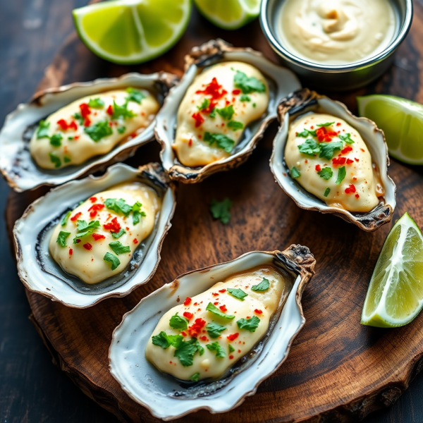 Grilled Oysters with Vietnamese Cheesy Topping