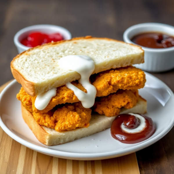 Airfryer Chicken Nugget Sandwich with Yogurt Sauce