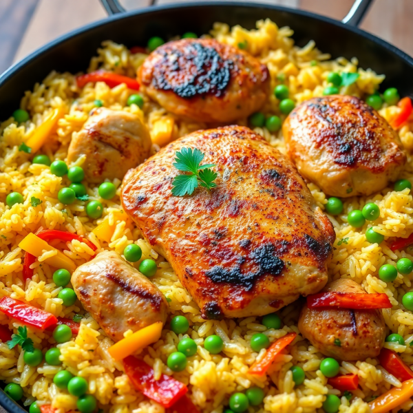 Chicken Paella with Yogurt Marinade