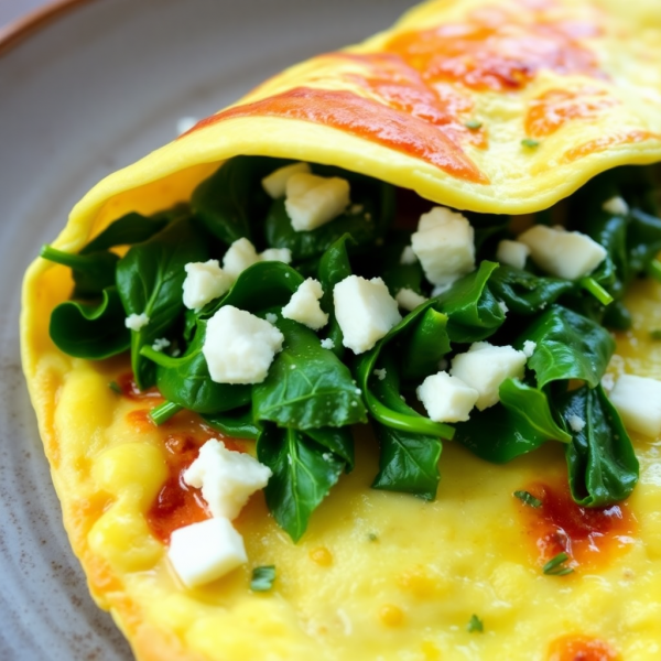 Savory Spinach and Feta Omelette