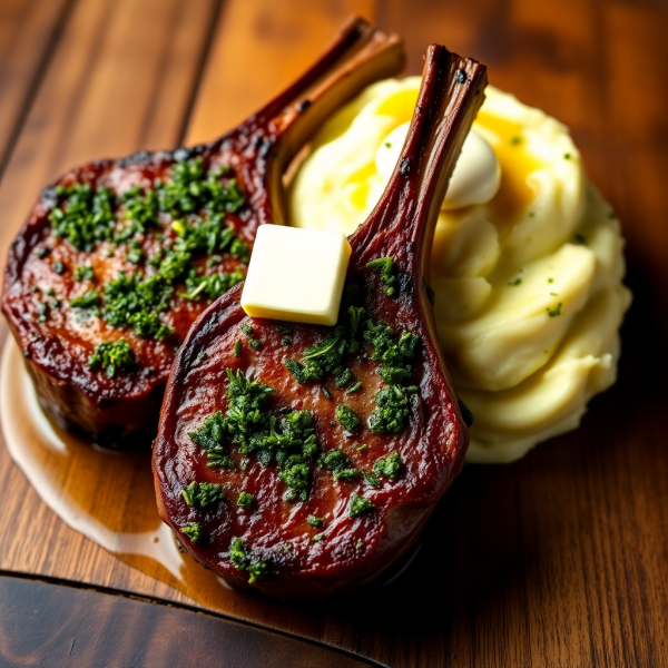 Herb-Crusted Lamb Chops with Garlic Mashed Potatoes