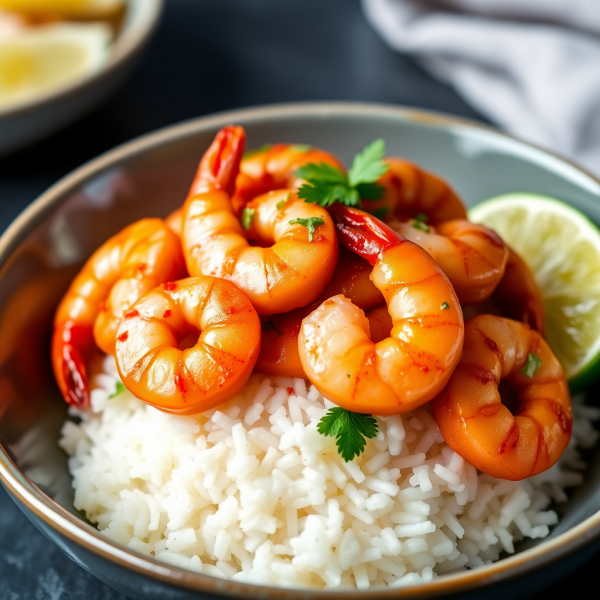 Spicy Garlic Shrimp Rice Bowl