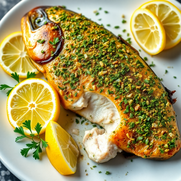 Herb-Crusted Baked Trout