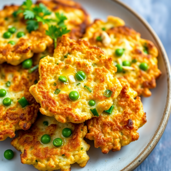 Baked Cauliflower and Pea Fritters