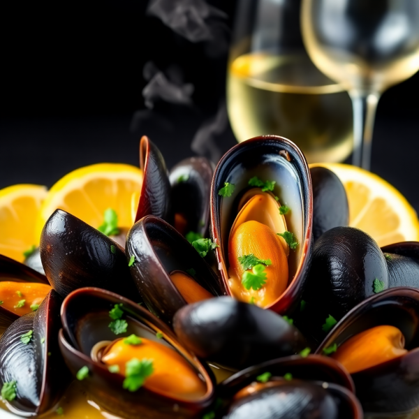 Garlic Butter Mussels with White Wine