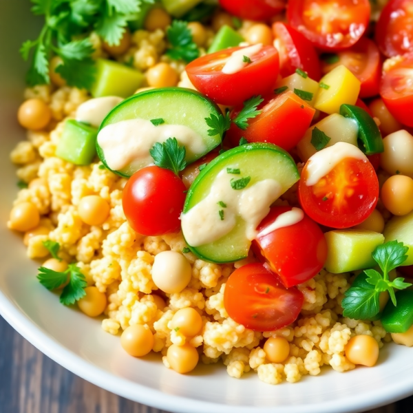 Quinoa and Chickpea Salad with Lemon-Tahini Dressing