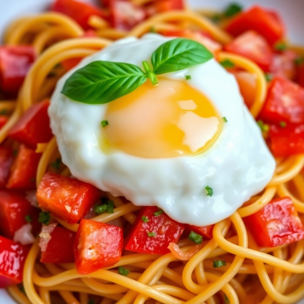 Italian Tomato Pasta with Egg and Onion