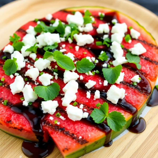 Grilled Watermelon Steak with Feta and Mint