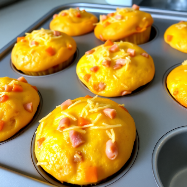 Cheesy Ham and Carrot Egg Muffins