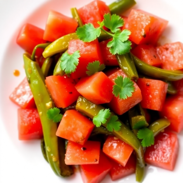 Stir-Fried Bitter Melon with Watermelon Salad