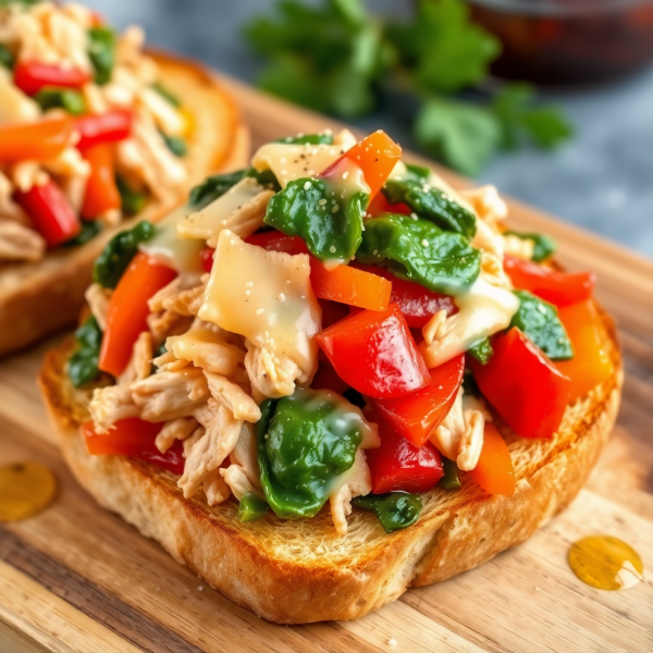 Cheesy Chicken Veggie Toast