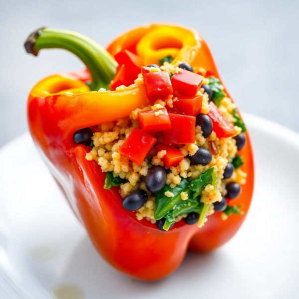 Quinoa & Spinach Stuffed Bell Pepper