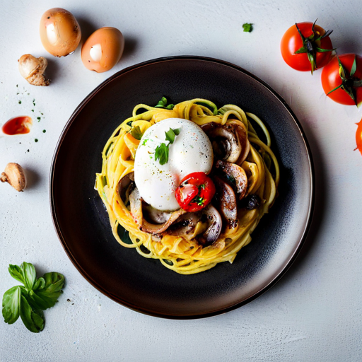 Tasty Italian Egg and Mushroom Pasta