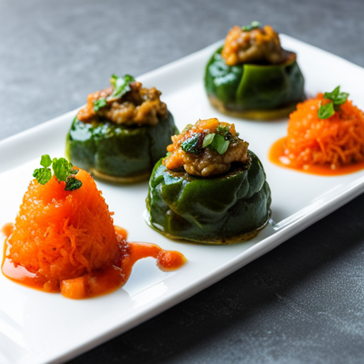 Stuffed Mushroom Caps with Carrot Jam and Spinach