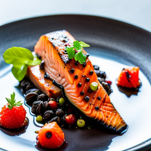 Sous Vide Salmon with Balsamic Pearls