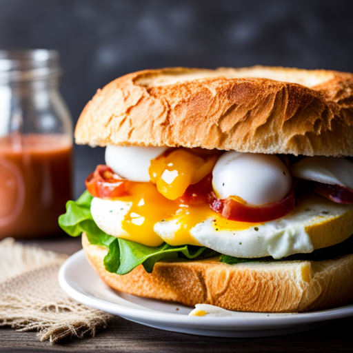 Egg and Ketchup Breakfast Sandwich