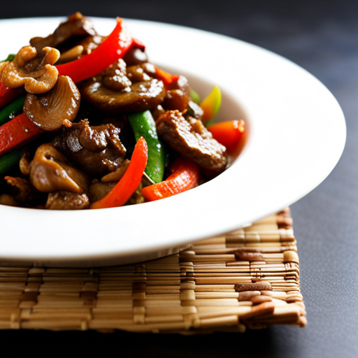 Coffee-Garlic Lamb with Mushroom Stir-Fry