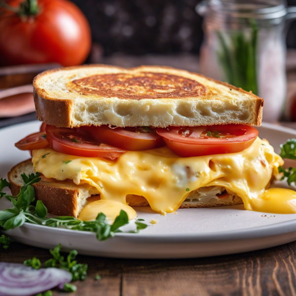 Cheesy Onion and Tomato Omelette Sandwich