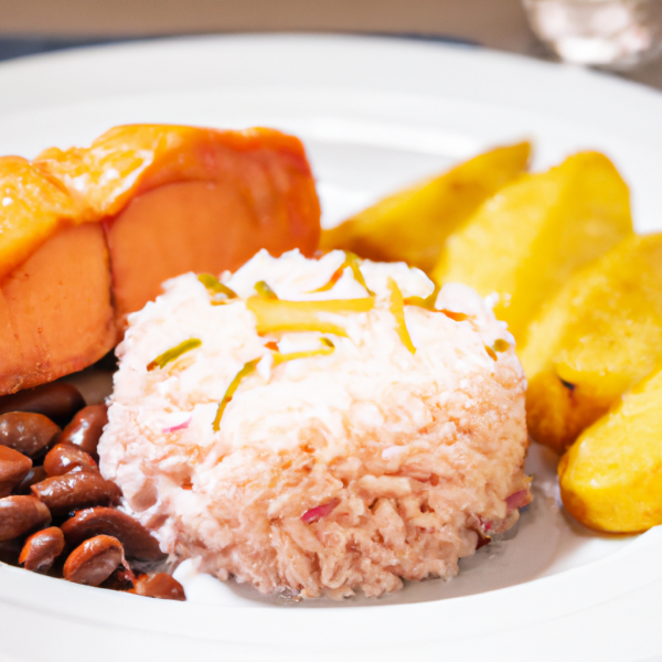 Brazilian Salmon with Potatoes, Rice, and Beans