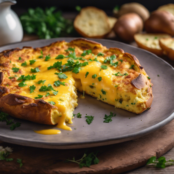 Cheesy Potato and Garlic Bread Omelette