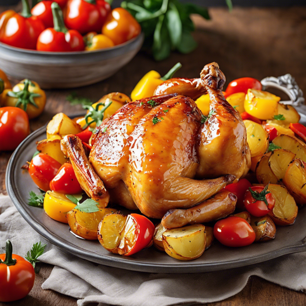 Honey Glazed Chicken with Roasted Potatoes and Peppers