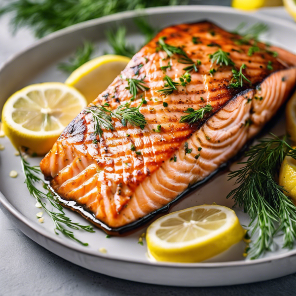 Grilled Salmon with Lemon Dill Sauce