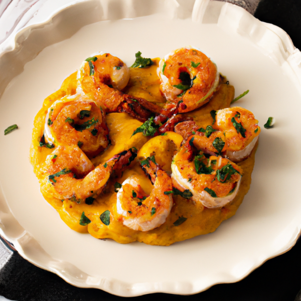 Mediterranean Prawns with Pumpkin Puree