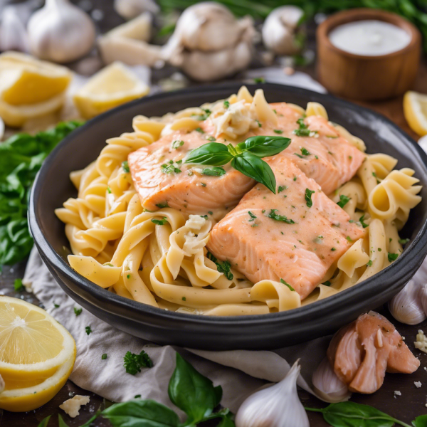 Creamy Garlic Salmon Pasta