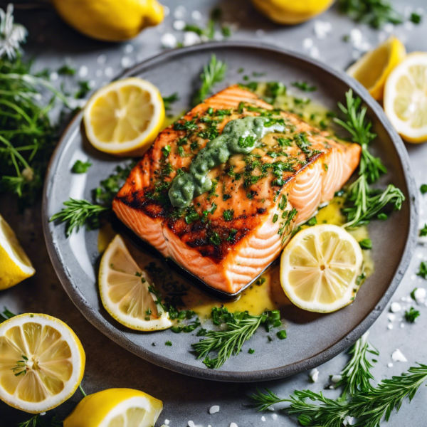 Grilled Salmon with Lemon Herb Sauce