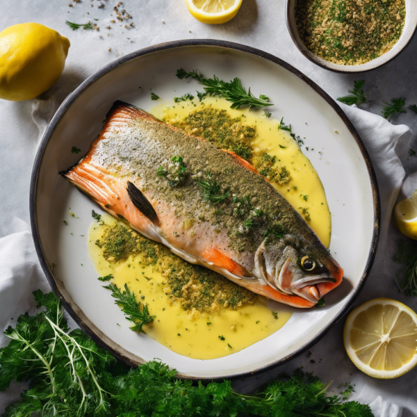 Herb-Crusted Trout with Lemon Butter Sauce