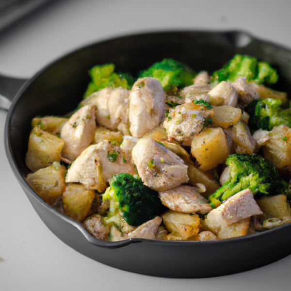 English Broccoli Chicken Beans Skillet