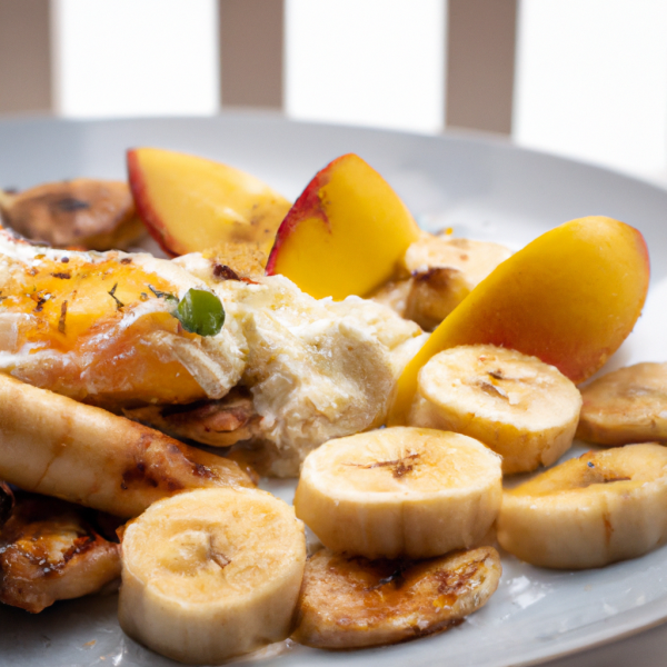 Fried Apple, Banana and Egg Breakfast