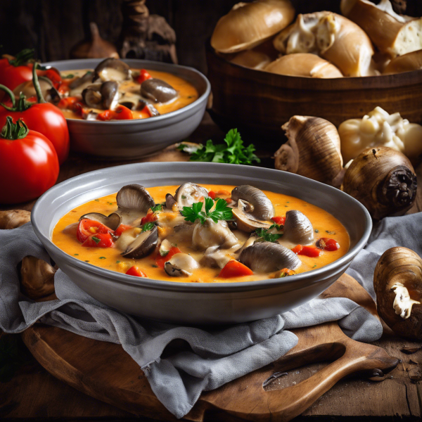 African Fish Stew with Cheesy Mushroom Sauce