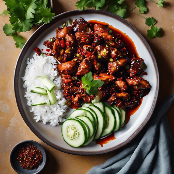 Sichuan Spicy Chicken with Cucumber Salad