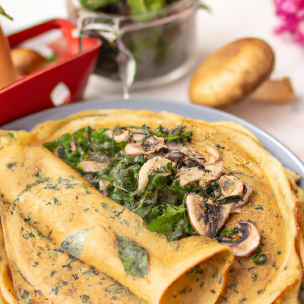 Mushroom and Spinach Nutmeg-Infused Crêpes