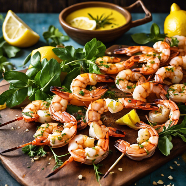 Mediterranean Lemon-Garlic Grilled Shrimp Skewers