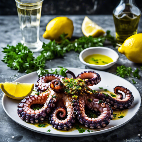 Grilled Octopus with Lemon Herb Sauce