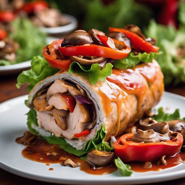 Chicken and Veggie Roll with Lettuce and Sauce