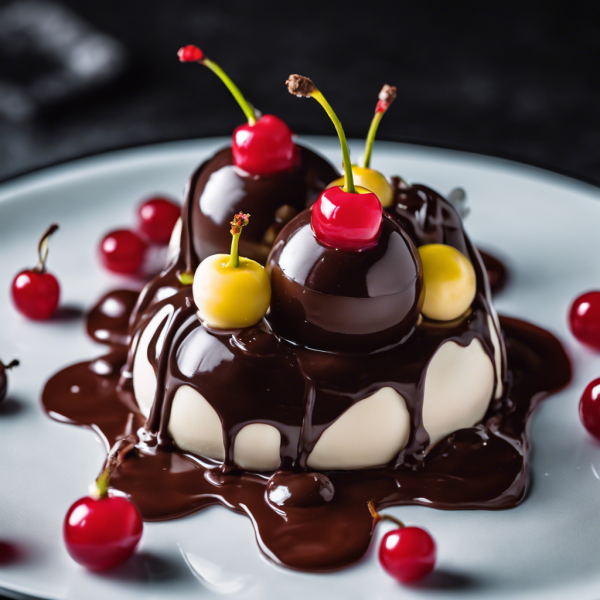 Banana Split Mousse Spheres