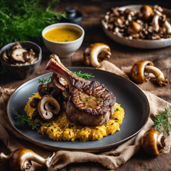 Mustard-Glazed Lamb with Mushroom Rice