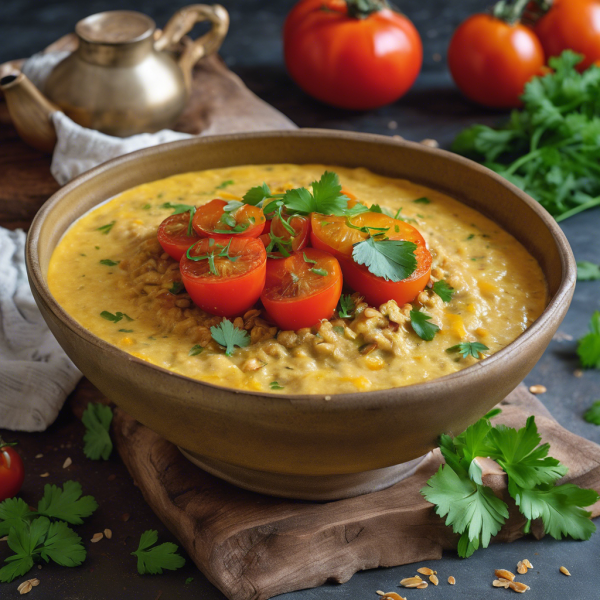 Savory Oatmeal with Spiced Milk and Tomatoes