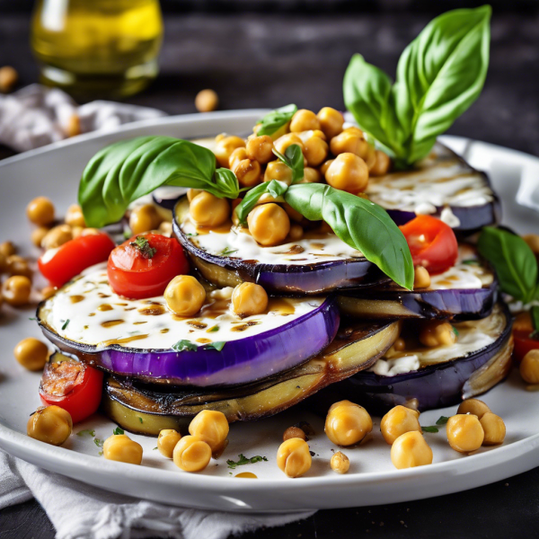 Pan-Fried Chickpea, Eggplant, and Tomato Stack