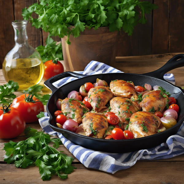 Greek Chicken and Pork Skillet with Tomatoes