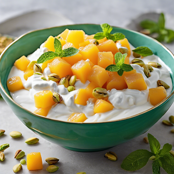 Cantaloupe Yogurt Bowl with Mint and Pistachios