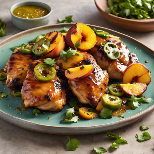 Grilled Chicken Thighs with Jalapeño Peach Glaze