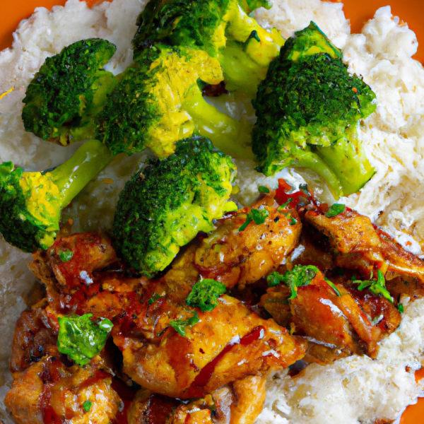 Spicy Roasted Broccoli With Honey Chicken & Rice